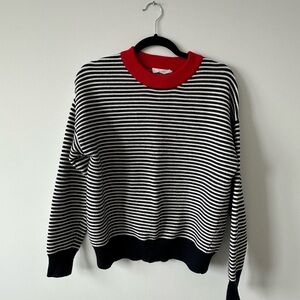elodie navy and white striped crew neck sweater
